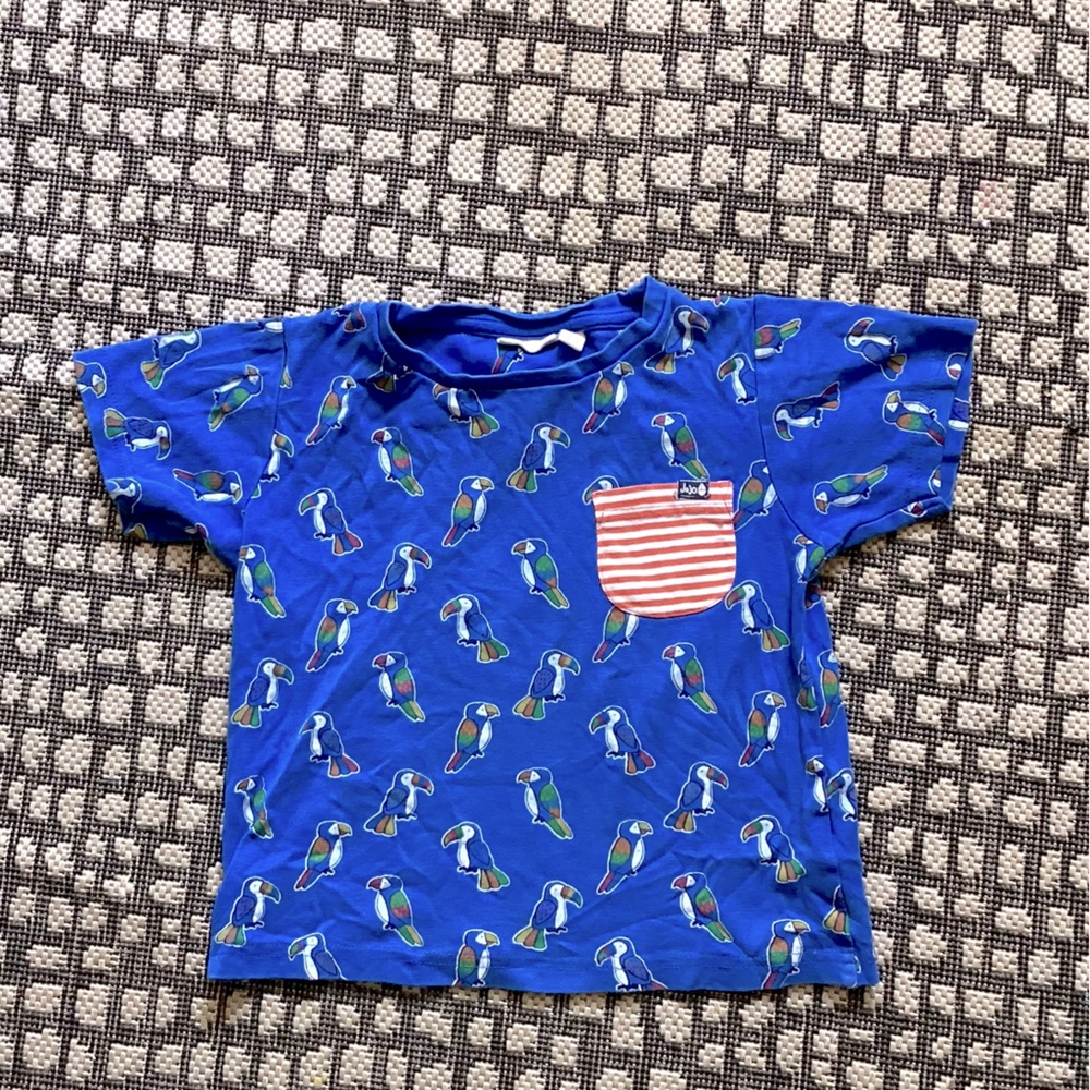 Jojo Maman blue parrot kids t-shirt